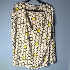 Worthington Yellow and White Polka Dot Blouse